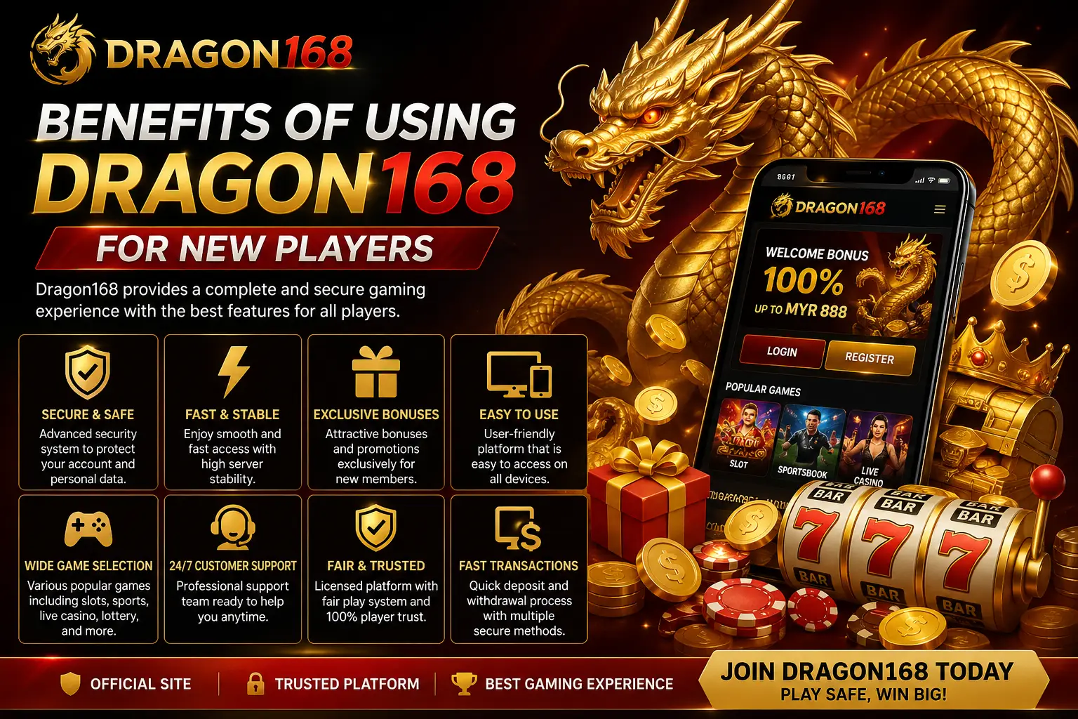 benefits of dragon168 for new players bonuses features secure online gaming platform 2026