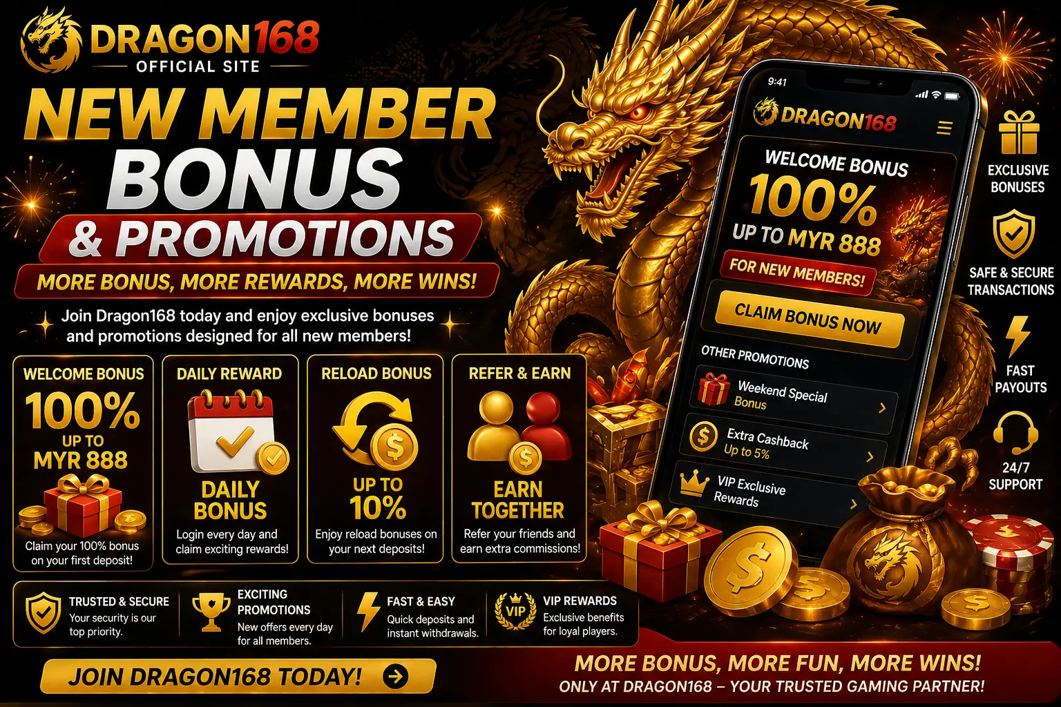 Dragon168 bonus and promotions