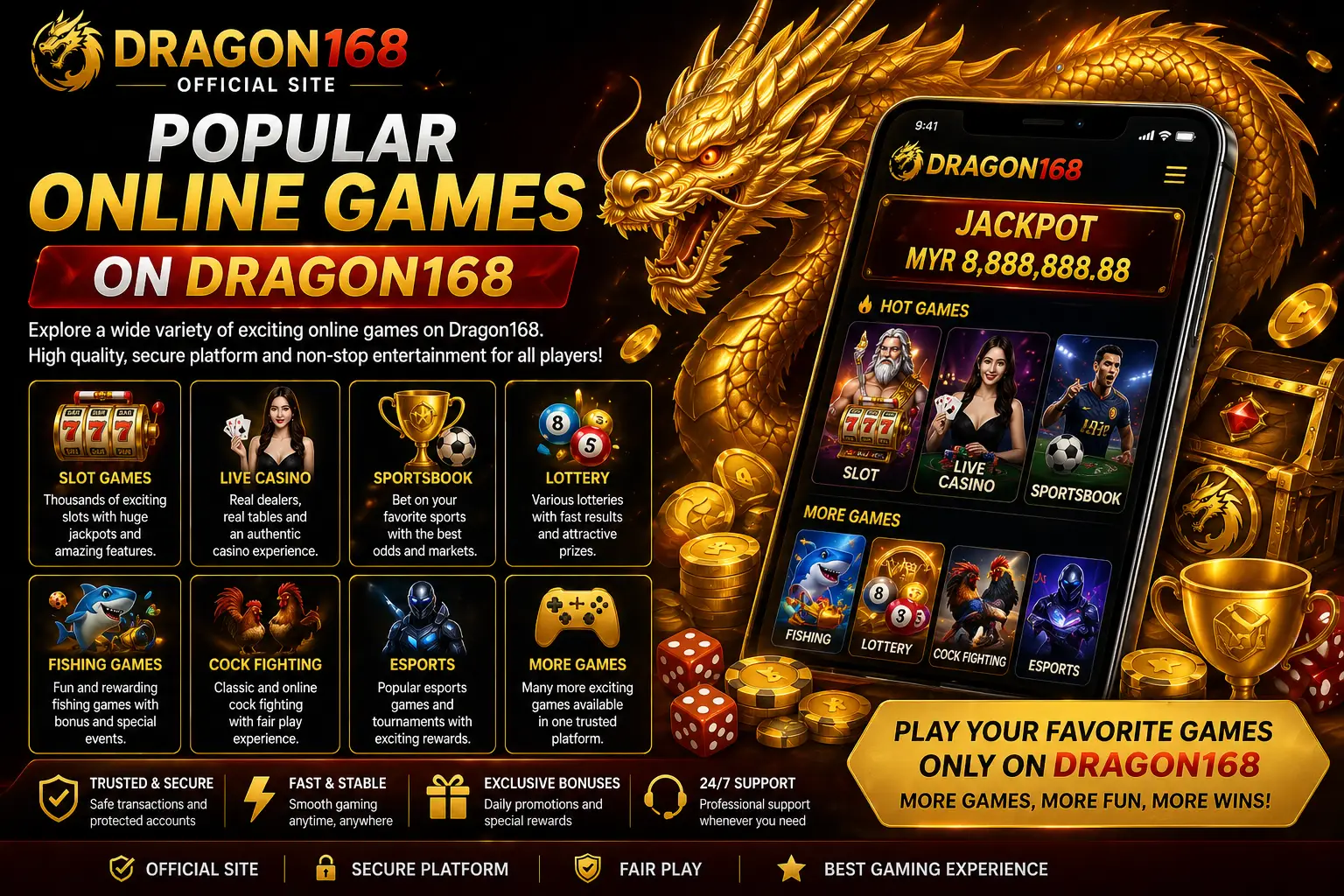 Popular online games on Dragon168